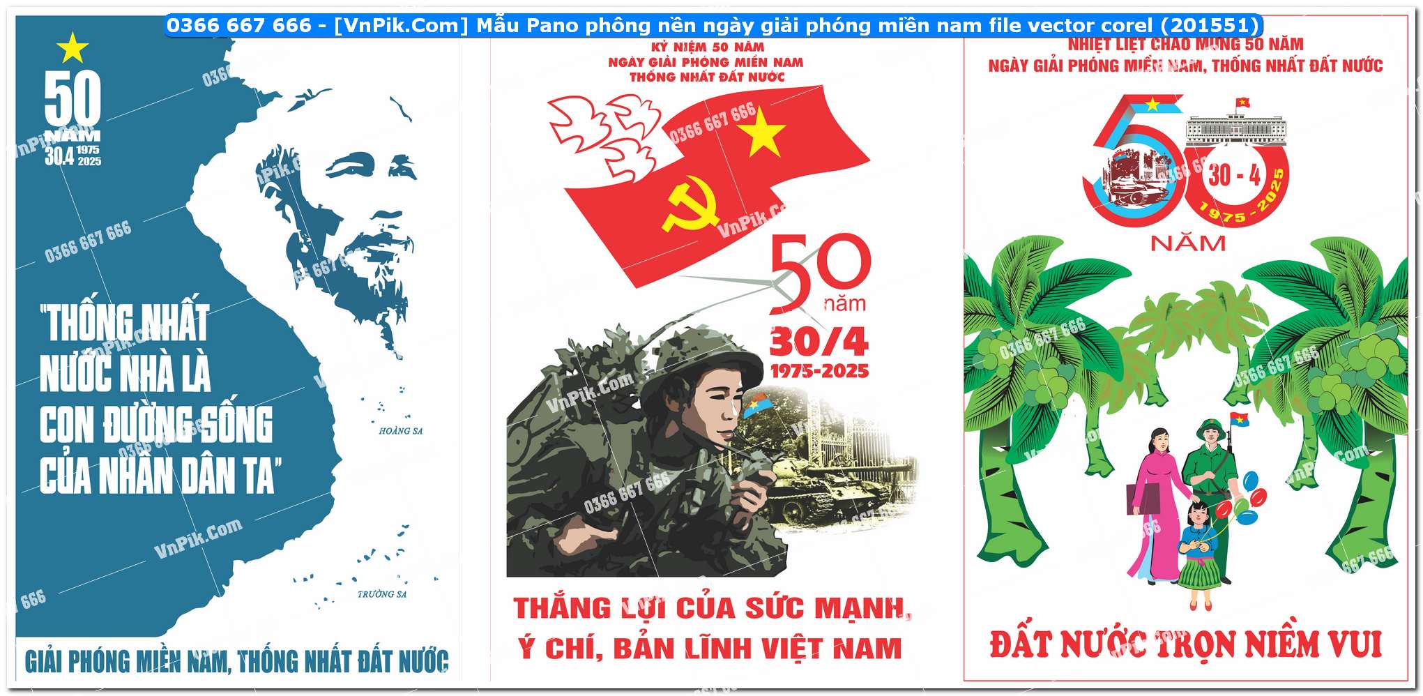 Mẫu Pano phông nền ngày giải phóng miền nam file vector corel (201551)