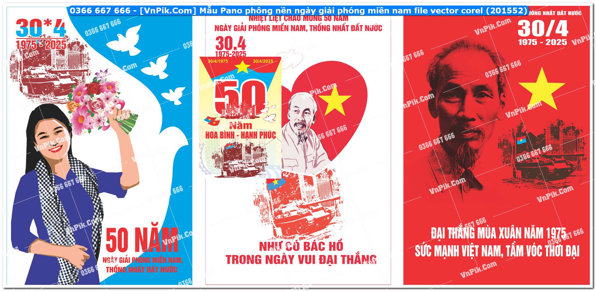 Mẫu Pano phông nền ngày giải phóng miền nam file vector corel (201552)