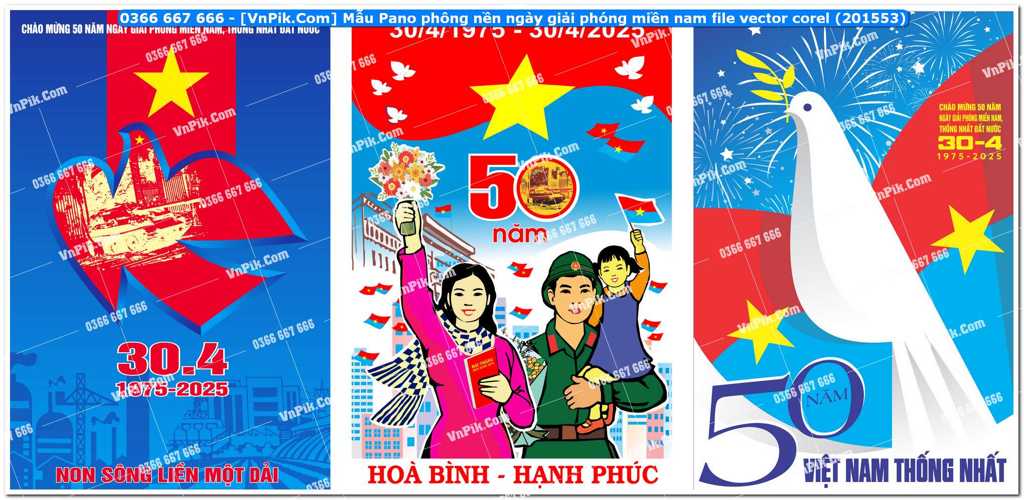 Mẫu Pano phông nền ngày giải phóng miền nam file vector corel (201553)