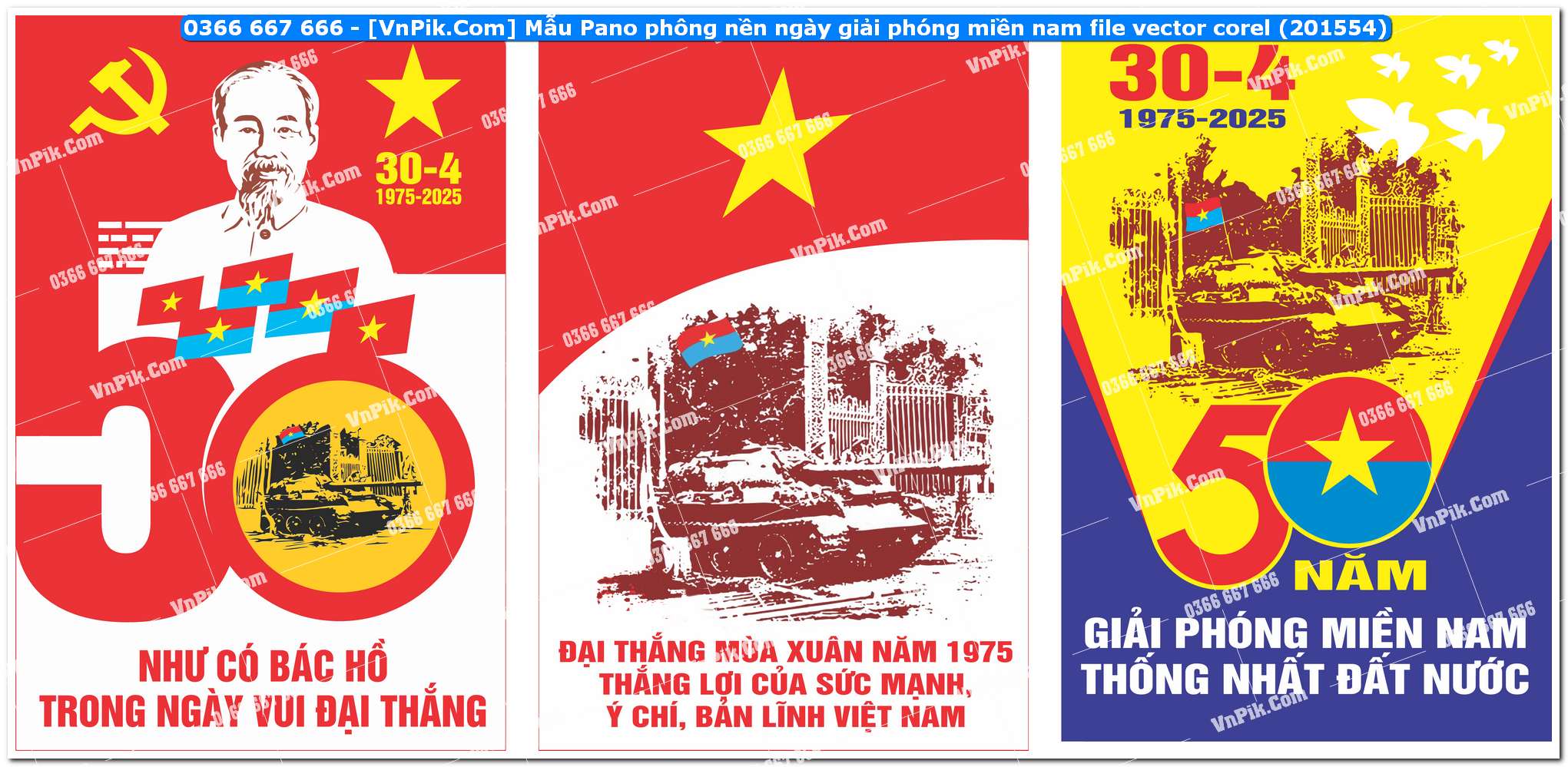 Mẫu Pano phông nền ngày giải phóng miền nam file vector corel (201554)