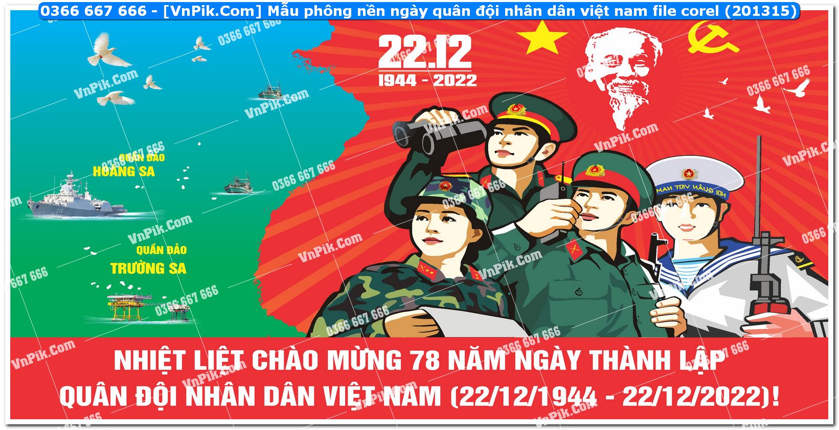 Mẫu phông nền ngày quân đội nhân dân việt nam file corel (201315)