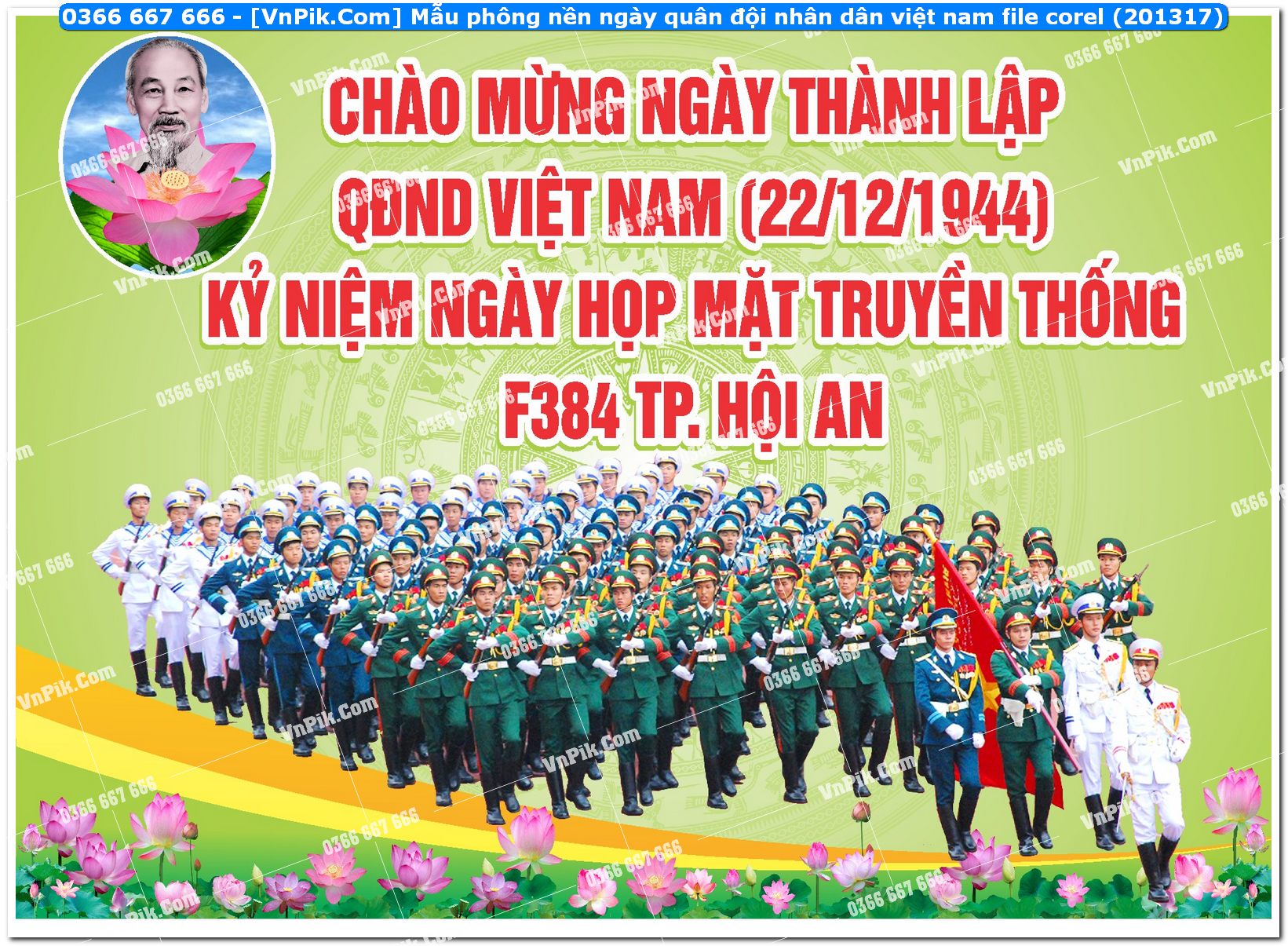 Mẫu phông nền ngày quân đội nhân dân việt nam file corel 201317