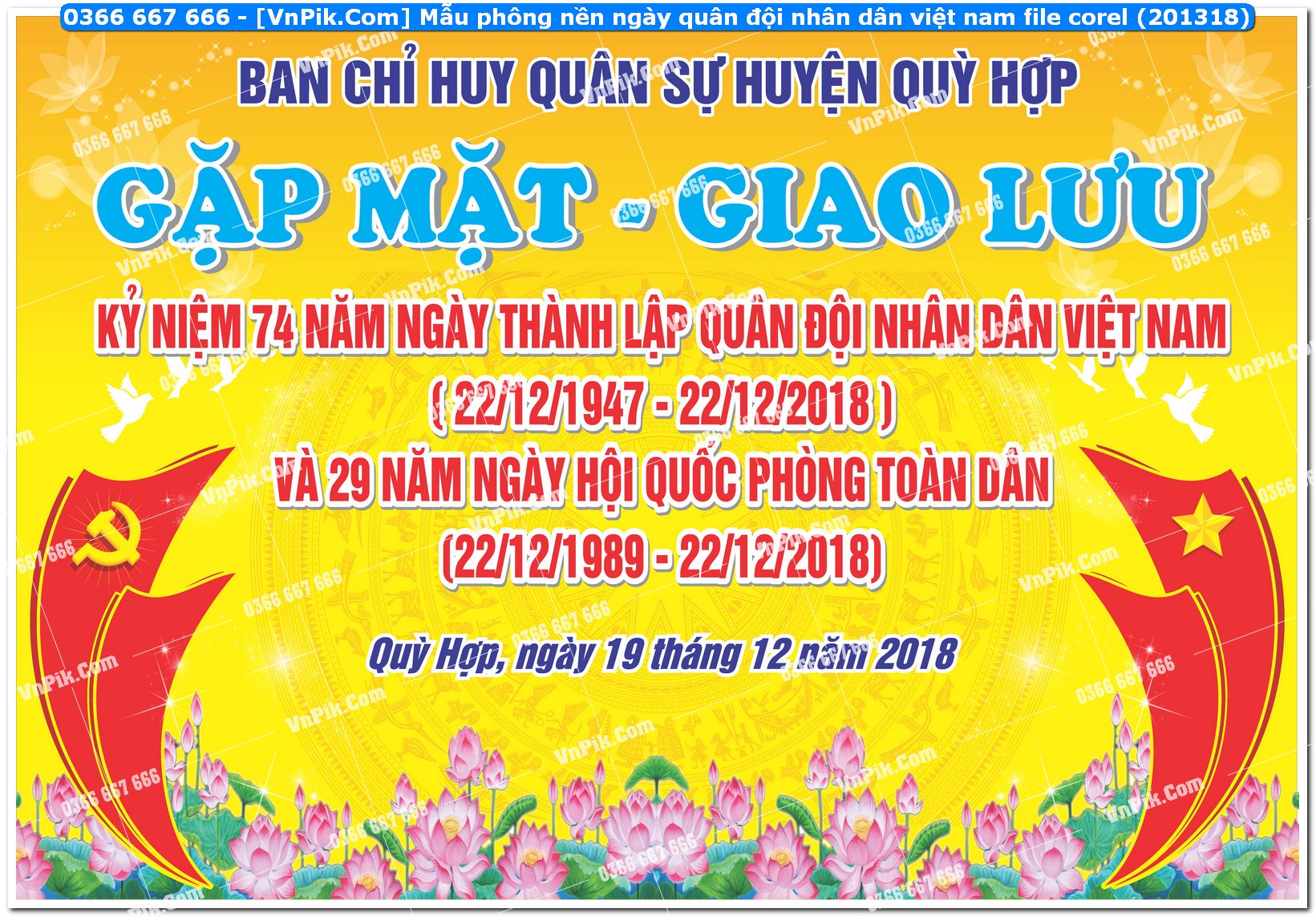 Mẫu phông nền ngày quân đội nhân dân việt nam file corel 201318