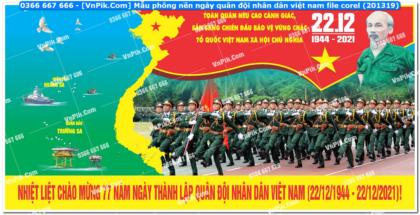Mẫu phông nền ngày quân đội nhân dân việt nam file corel (201319)