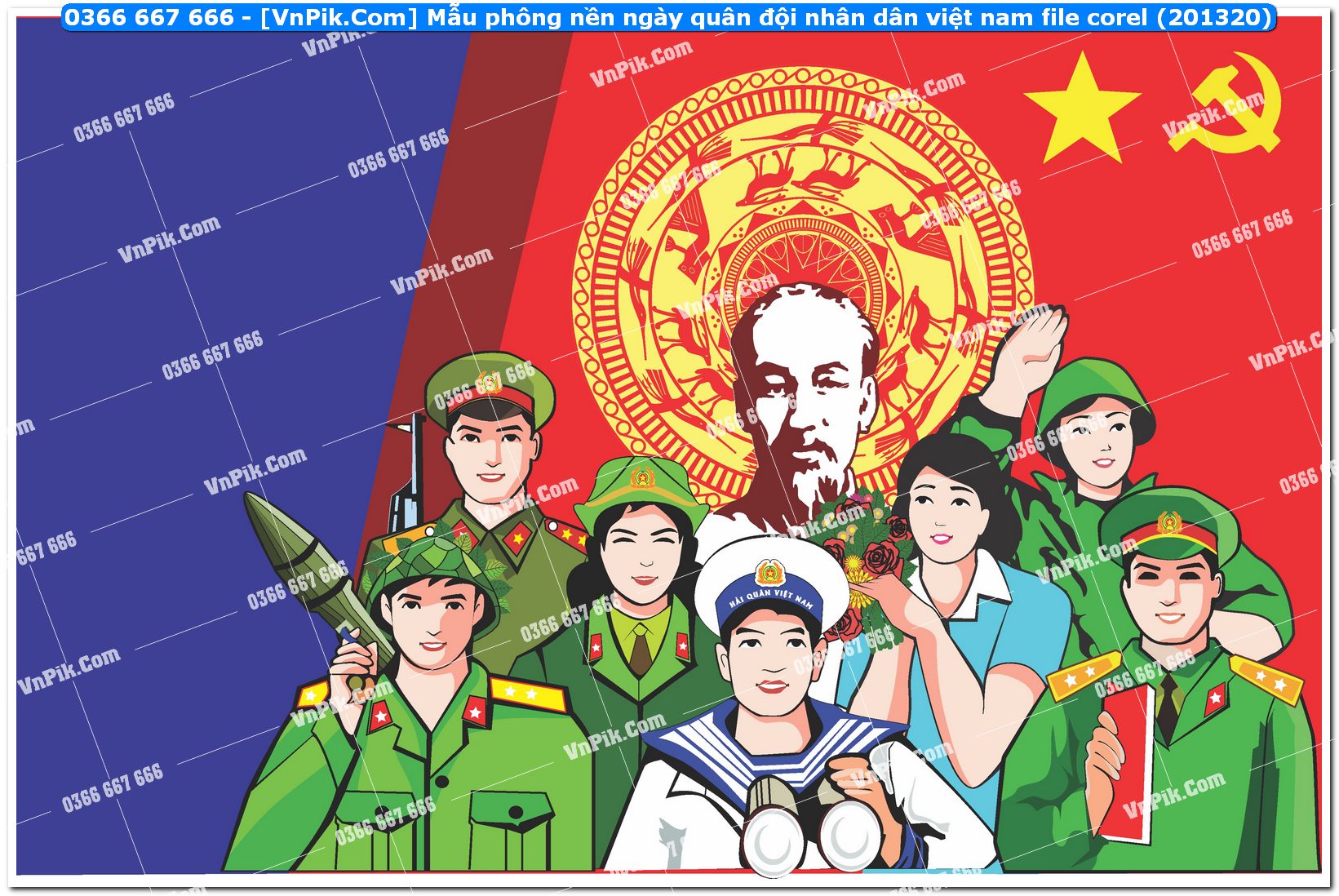 Mẫu phông nền ngày quân đội nhân dân việt nam file corel (201320)