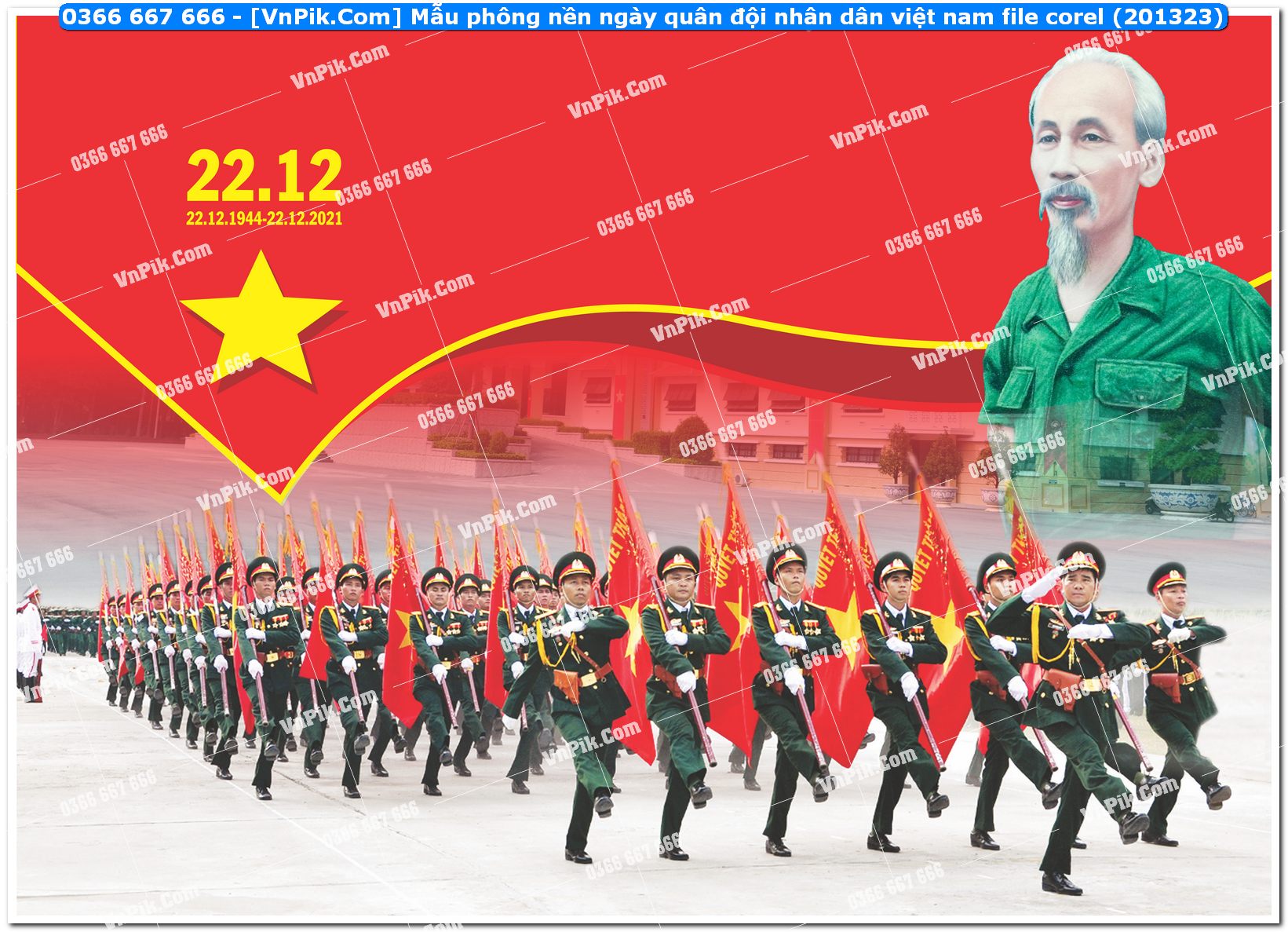 Mẫu phông nền ngày quân đội nhân dân việt nam file corel (201323)