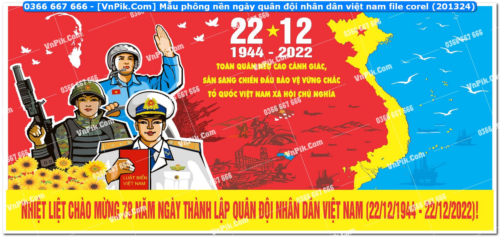 Mẫu phông nền ngày quân đội nhân dân việt nam file corel (201324)