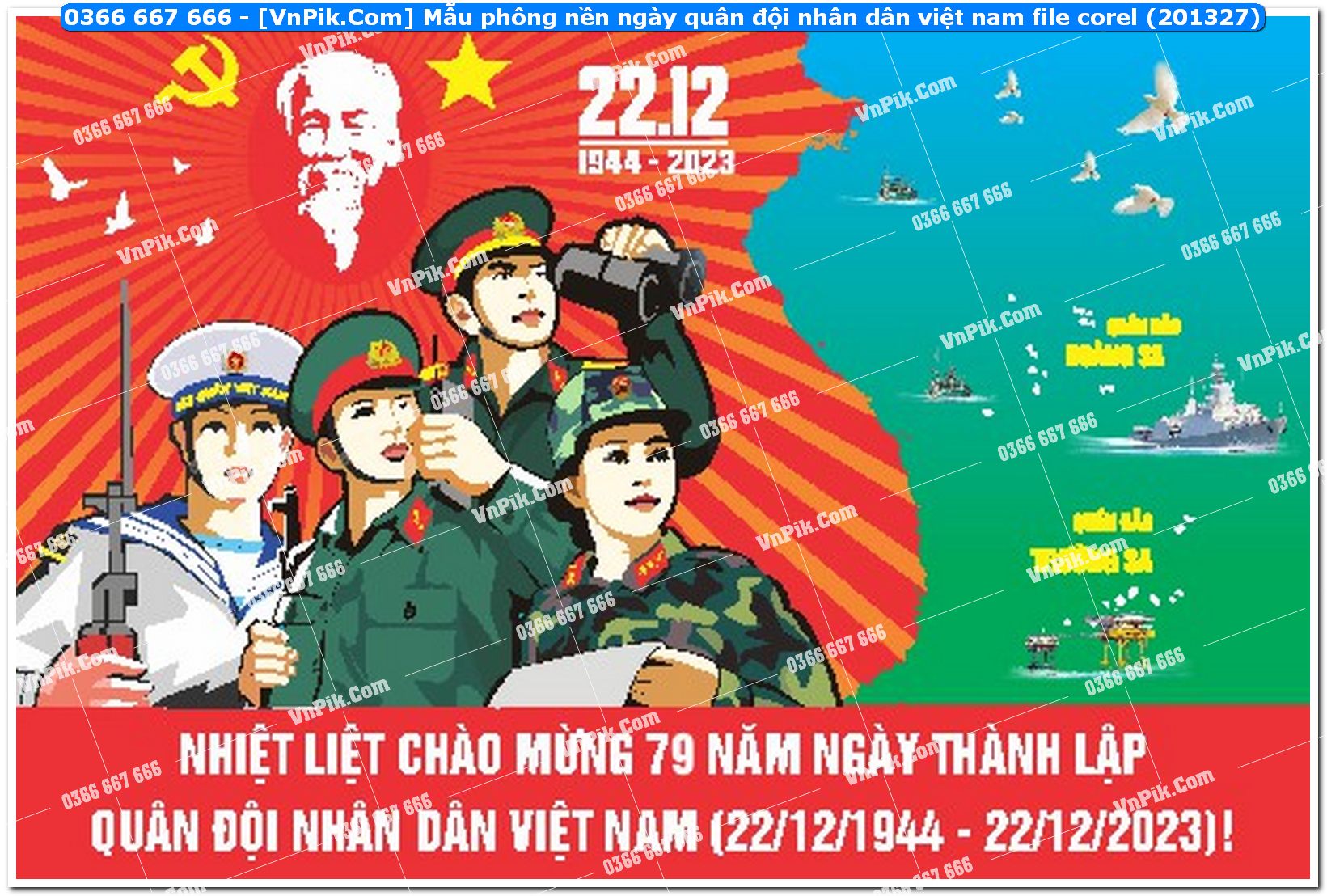 Mẫu phông nền ngày quân đội nhân dân việt nam file corel (201327)