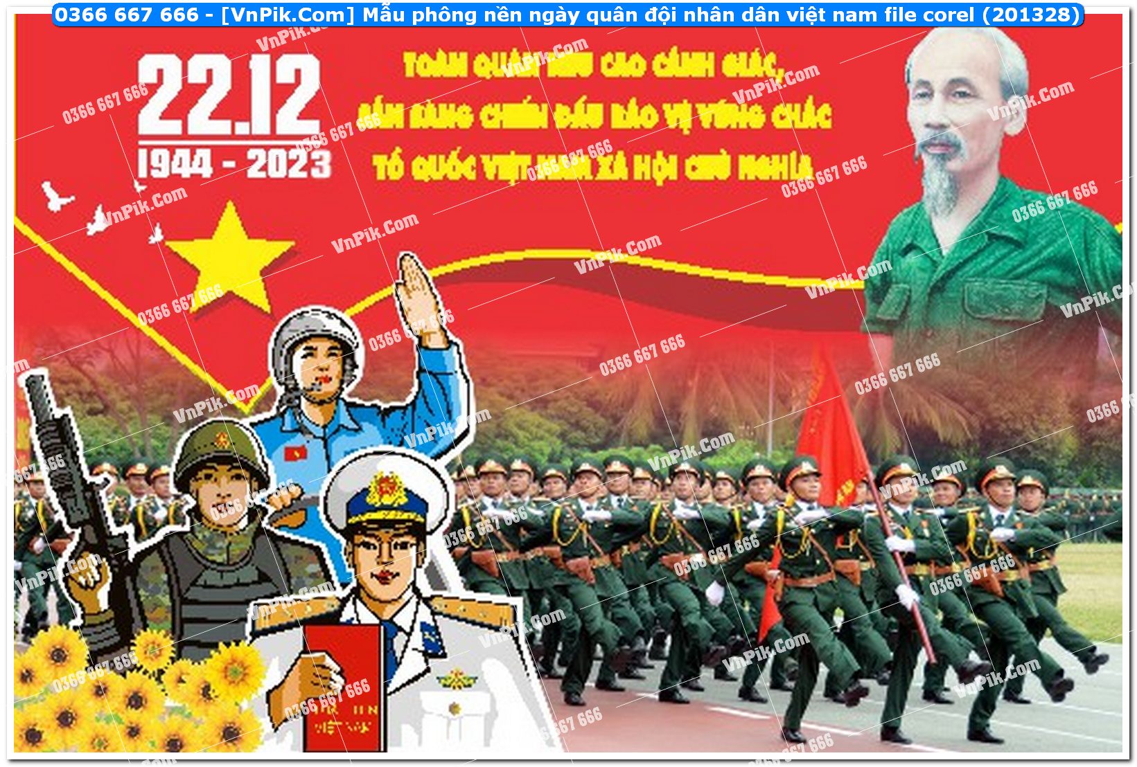 Mẫu phông nền ngày quân đội nhân dân việt nam file corel (201328)