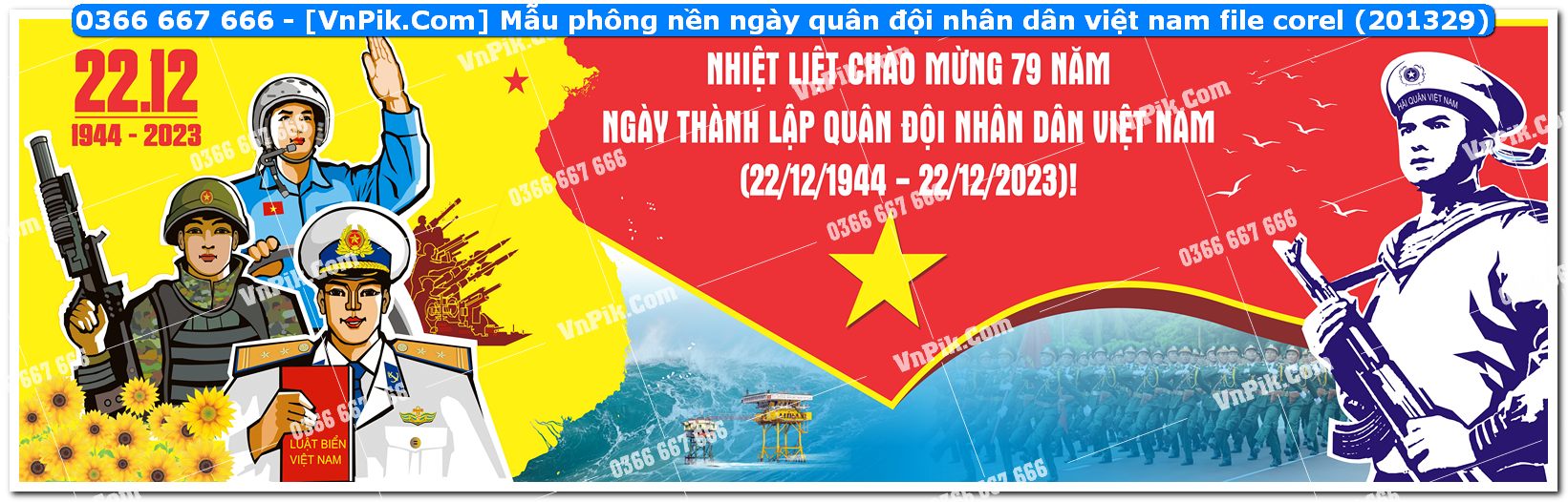 Mẫu phông nền ngày quân đội nhân dân việt nam file corel (201329)