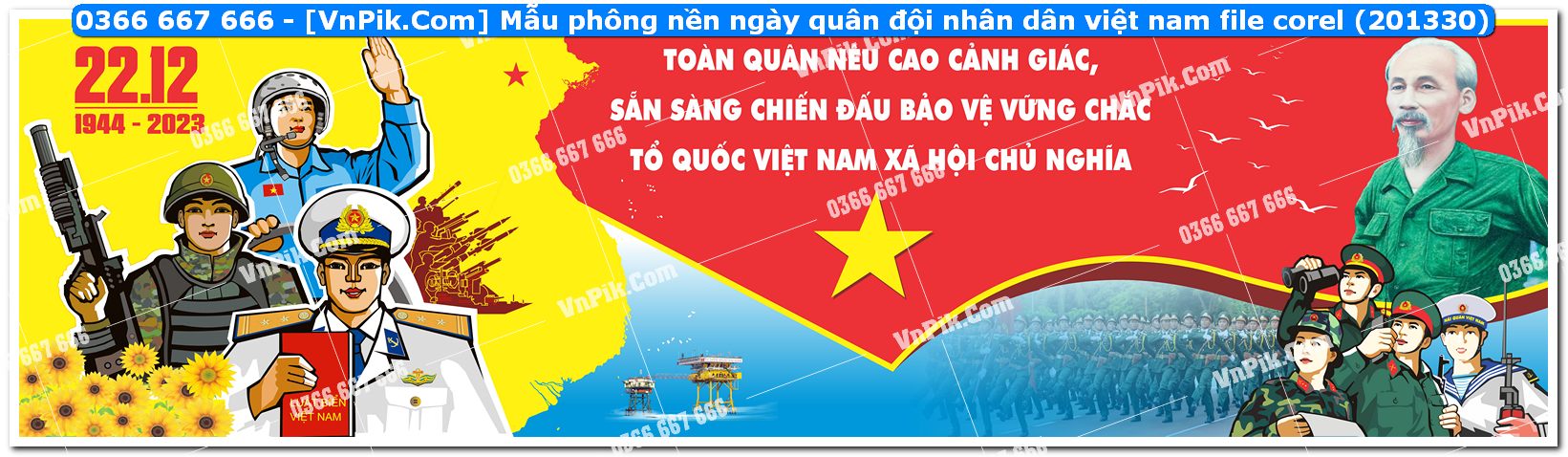 Mẫu phông nền ngày quân đội nhân dân việt nam file corel (201330)
