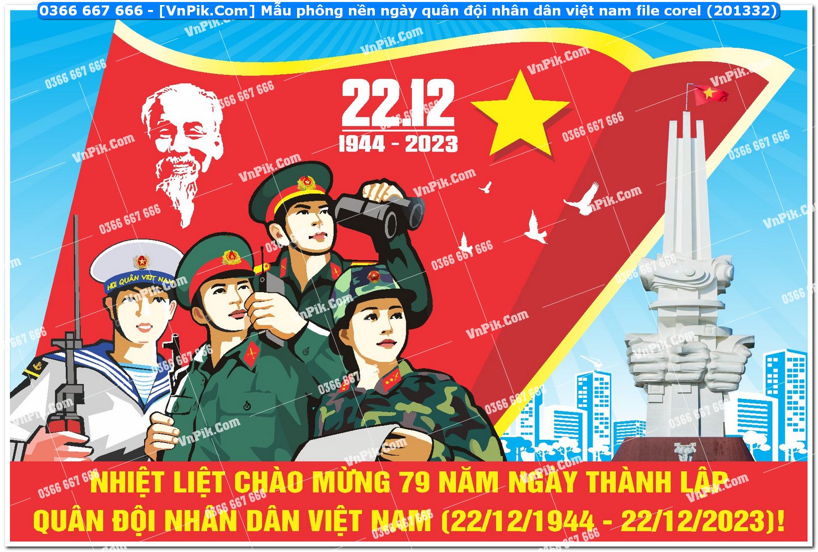 Mẫu phông nền ngày quân đội nhân dân việt nam file corel (201332)