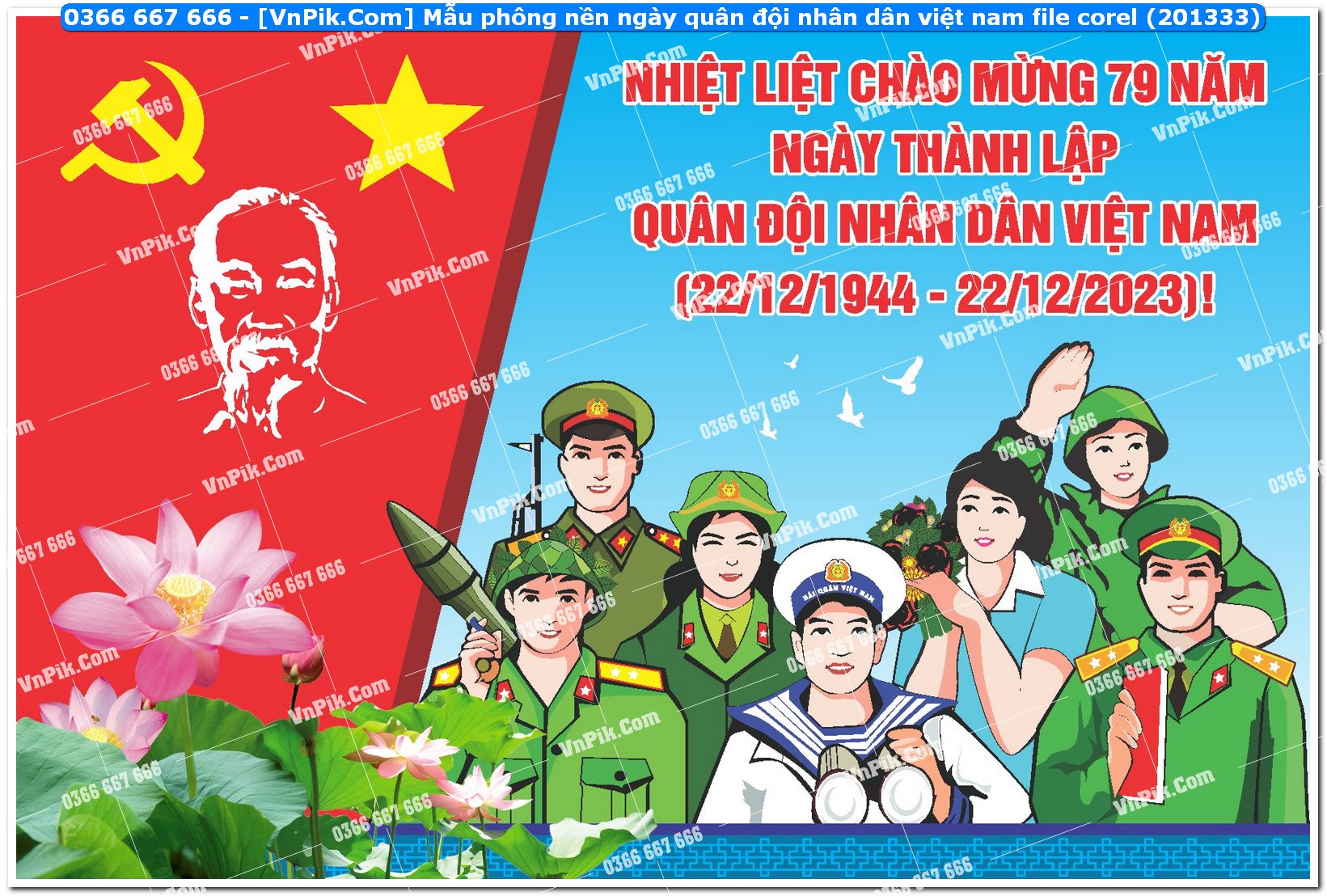 Mẫu phông nền ngày quân đội nhân dân việt nam file corel (201333)