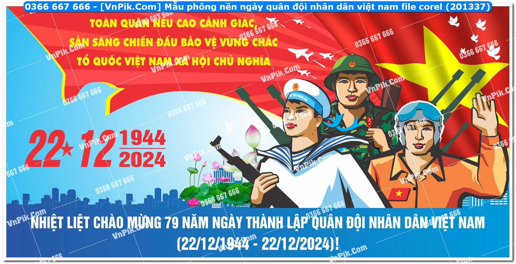 Mẫu phông nền ngày quân đội nhân dân việt nam file corel (201337)
