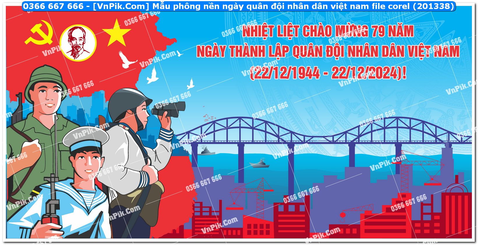 Mẫu phông nền ngày quân đội nhân dân việt nam file corel (201338)