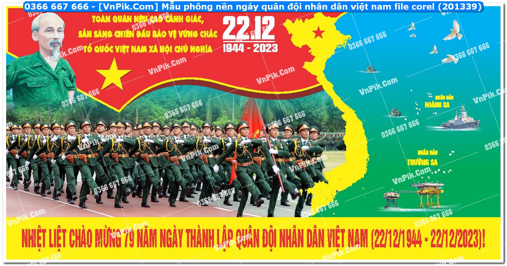Mẫu phông nền ngày quân đội nhân dân việt nam file corel (201339)
