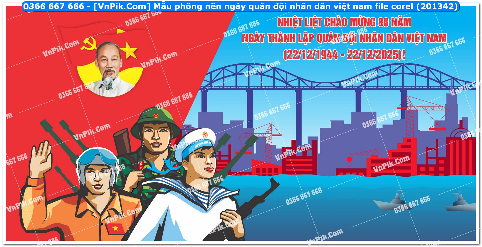 Mẫu phông nền ngày quân đội nhân dân việt nam file corel (201342)