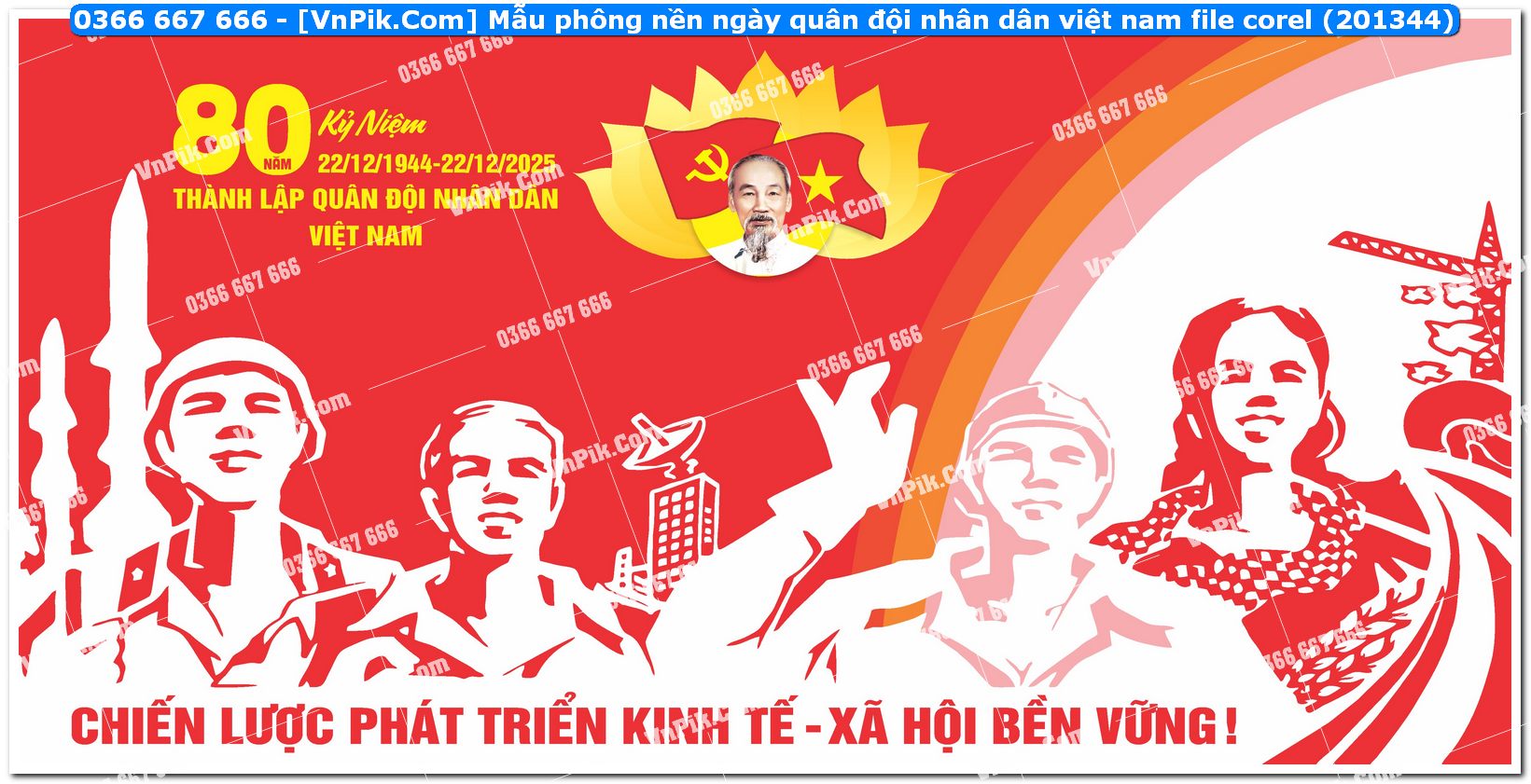 Mẫu phông nền ngày quân đội nhân dân việt nam file corel (201344)