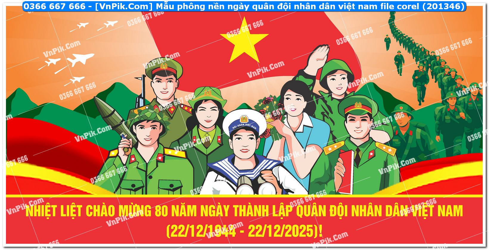 Mẫu phông nền ngày quân đội nhân dân việt nam file corel (201346)