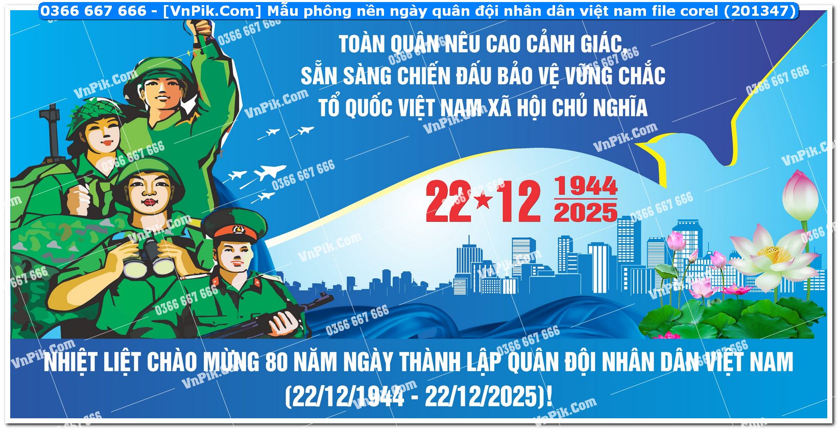Mẫu phông nền ngày quân đội nhân dân việt nam file corel (201347)