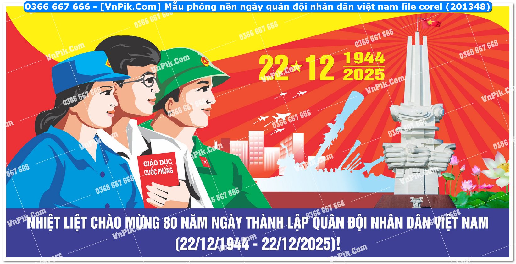 Mẫu phông nền ngày quân đội nhân dân việt nam file corel (201348)