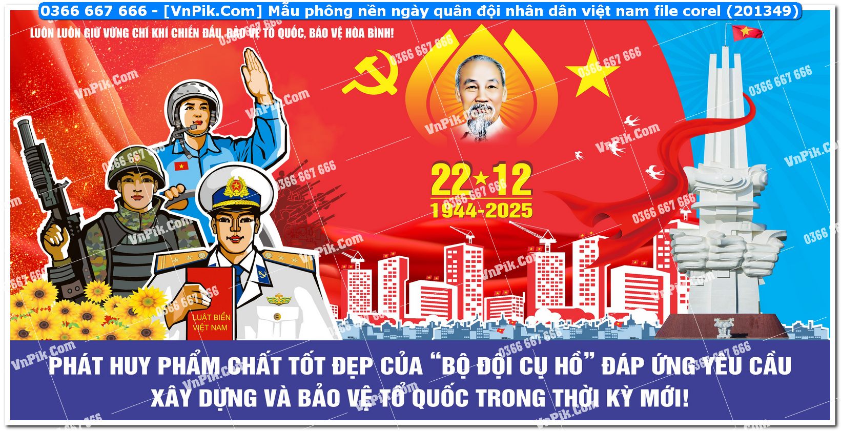 Mẫu phông nền ngày quân đội nhân dân việt nam file corel (201349)