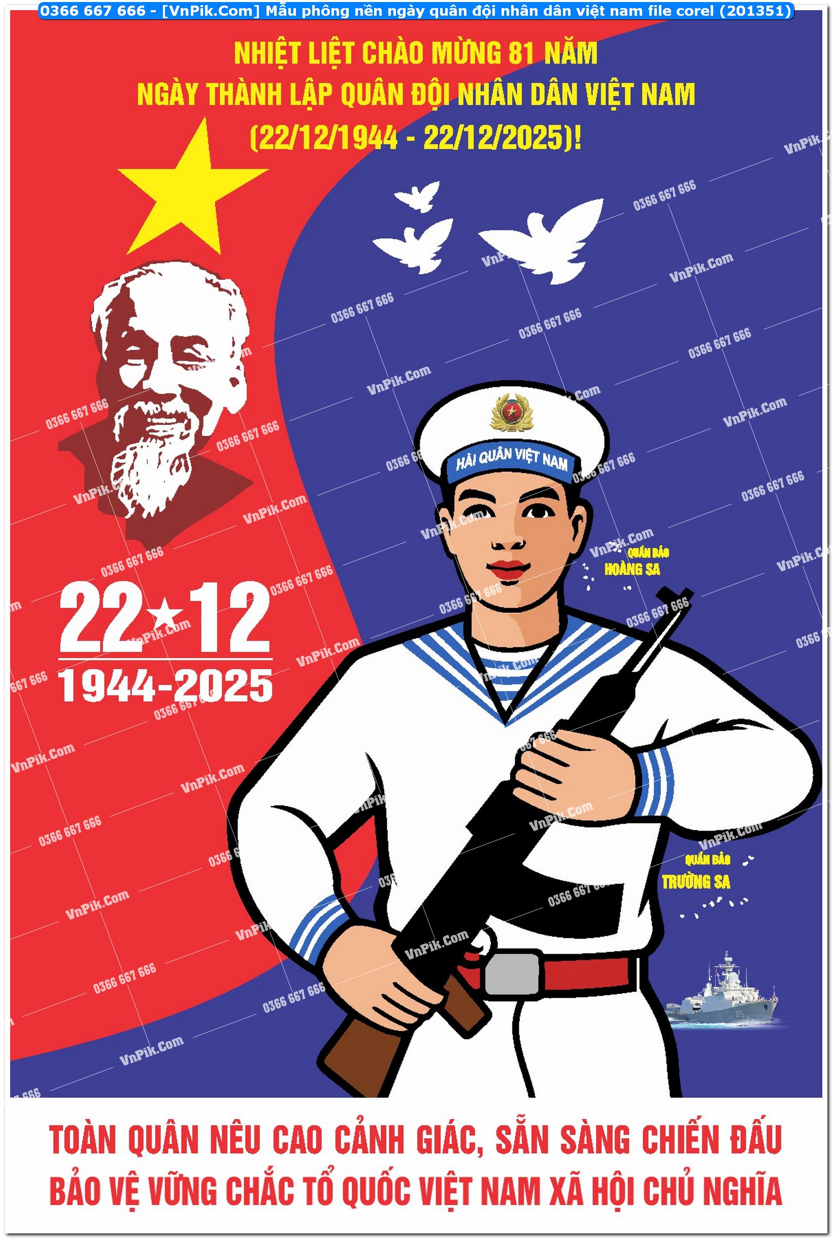 Mẫu phông nền ngày quân đội nhân dân việt nam file corel (201351)