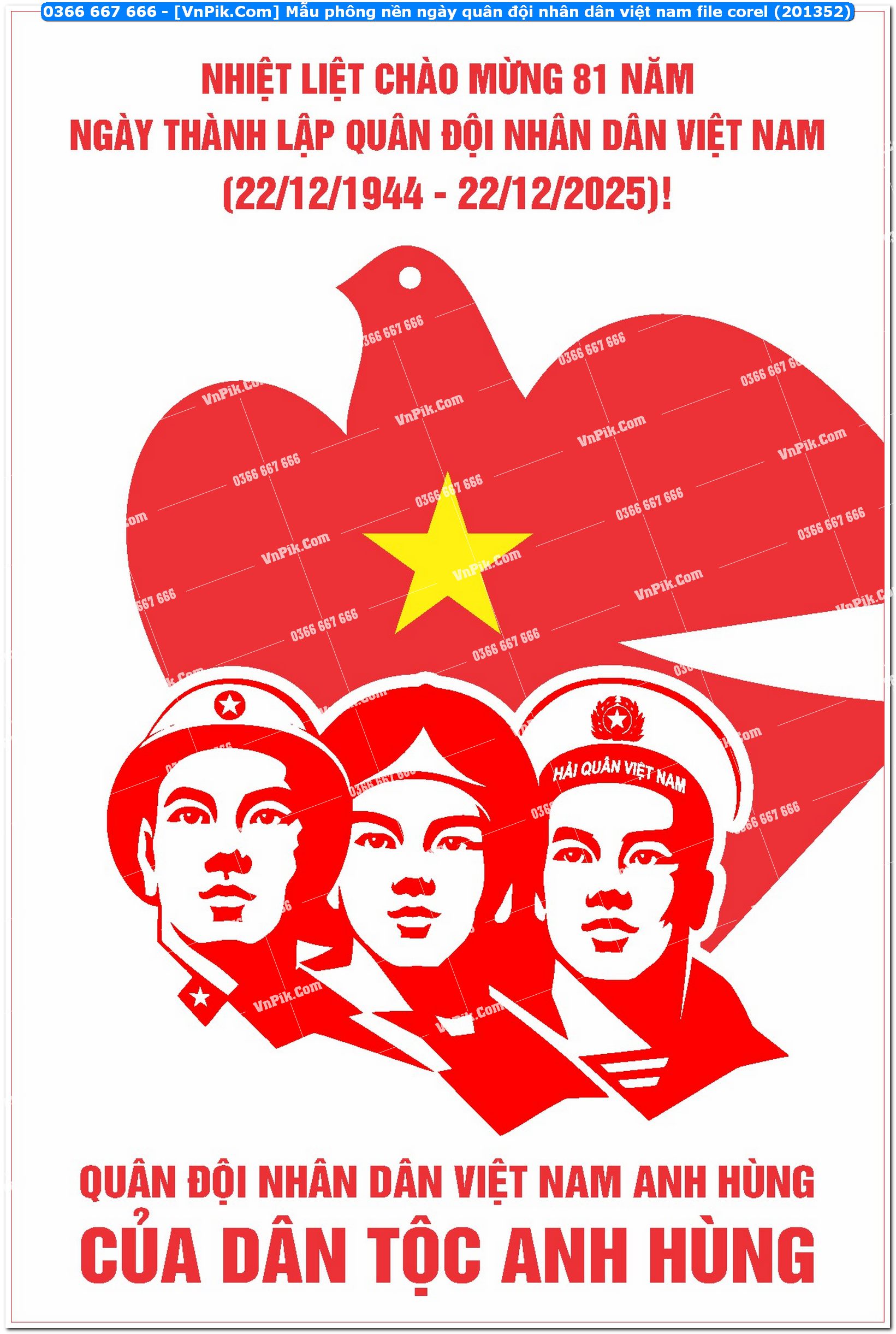 Mẫu phông nền ngày quân đội nhân dân việt nam file corel (201352)