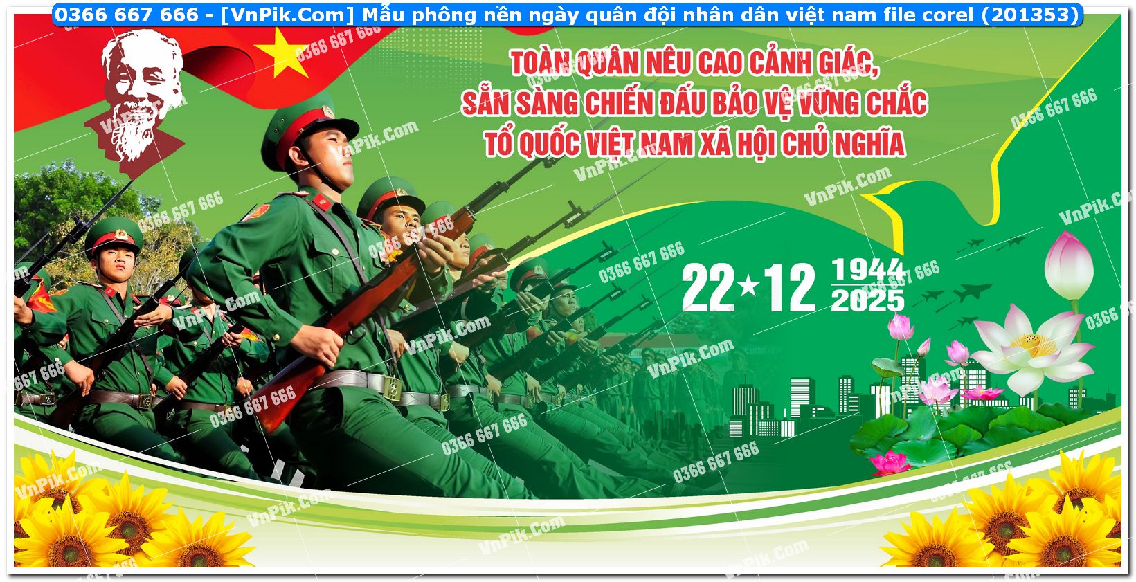 Mẫu phông nền ngày quân đội nhân dân việt nam file corel (201353)