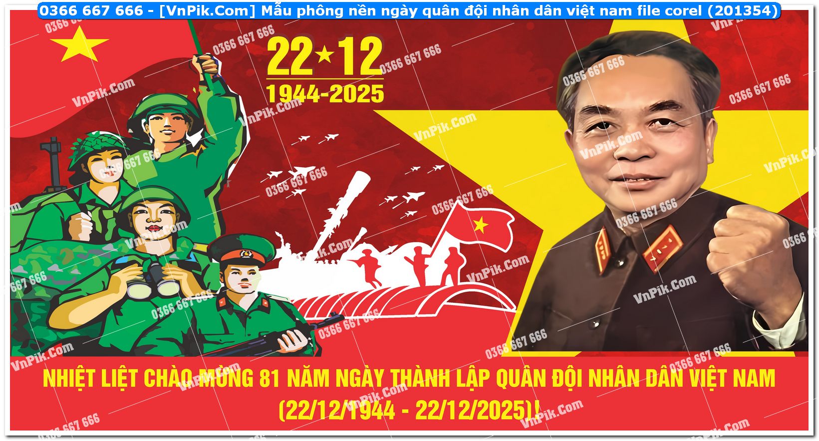 Mẫu phông nền ngày quân đội nhân dân việt nam file corel (201354)