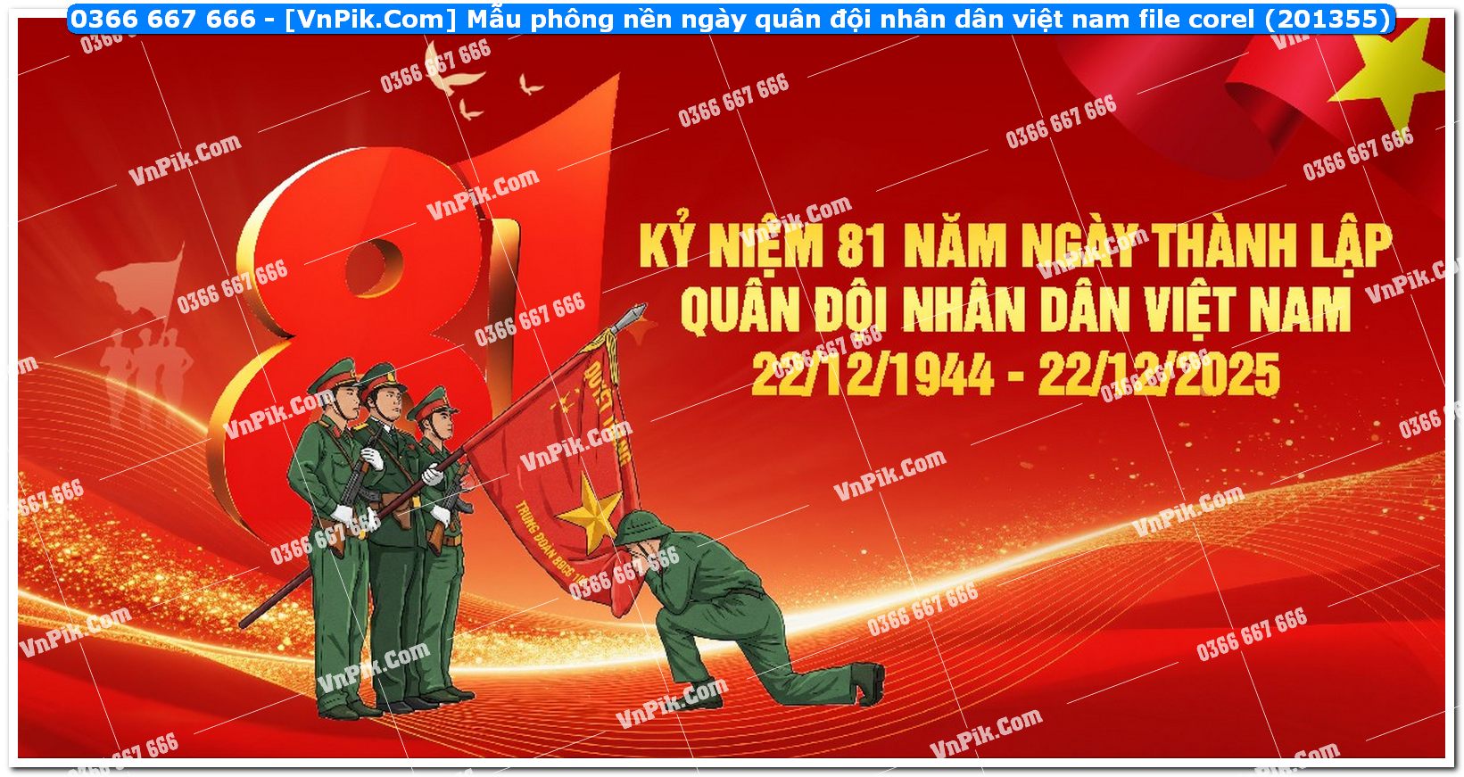 Mẫu phông nền ngày quân đội nhân dân việt nam file corel (201355)