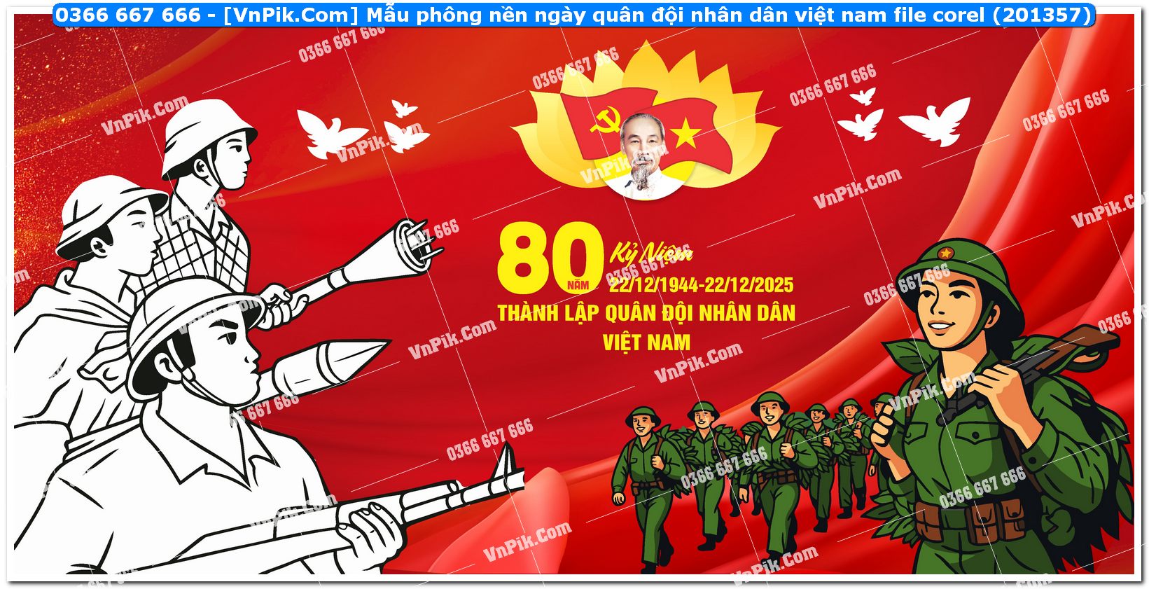 Mẫu phông nền ngày quân đội nhân dân việt nam file corel (201357)
