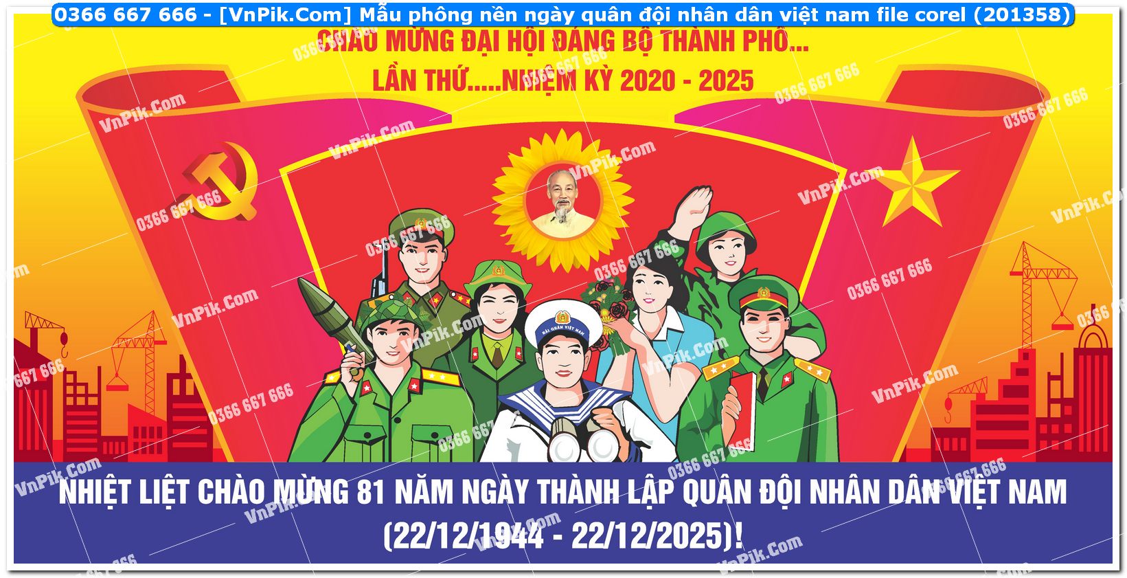 Mẫu phông nền ngày quân đội nhân dân việt nam file corel (201358)