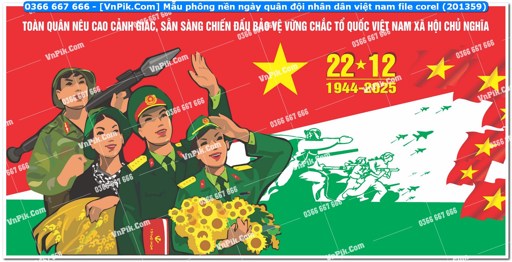 Mẫu phông nền ngày quân đội nhân dân việt nam file corel (201359)