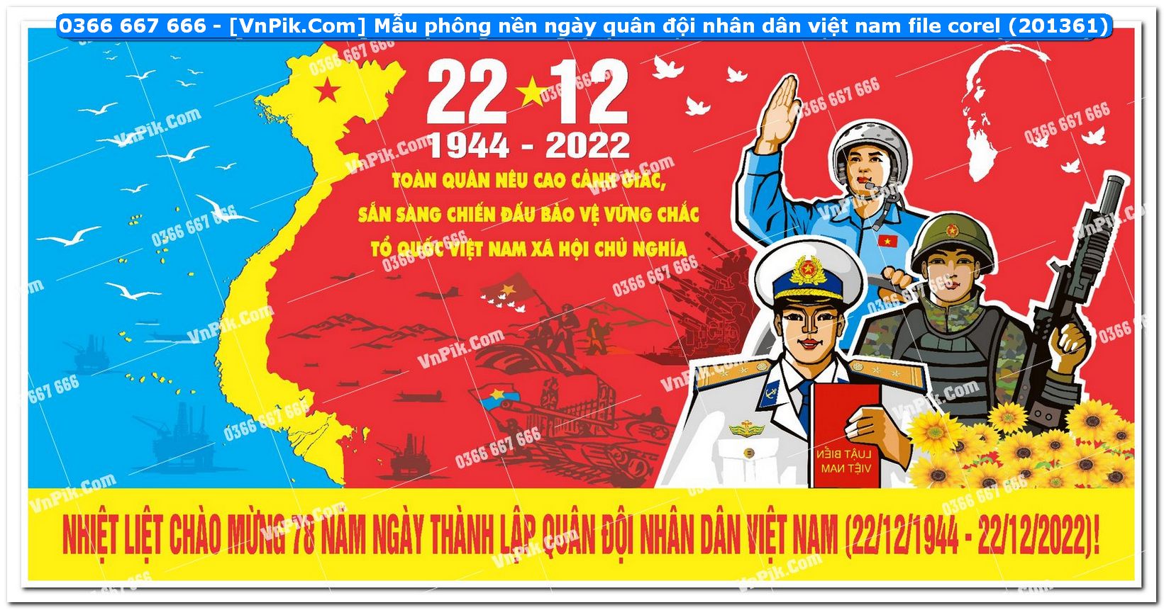 Mẫu phông nền ngày quân đội nhân dân việt nam file corel (201361)