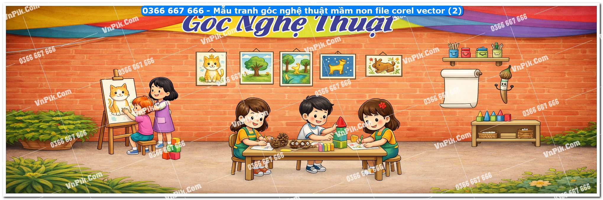 Mẫu tranh góc nghệ thuật mầm non file corel vector (2)