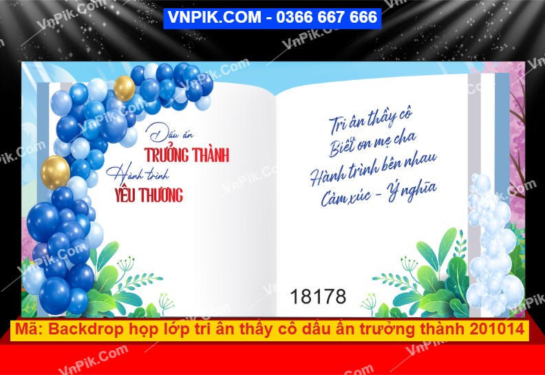 Backdrop họp lớp tri ân thầy cô dấu ấn trưởng thành 201014