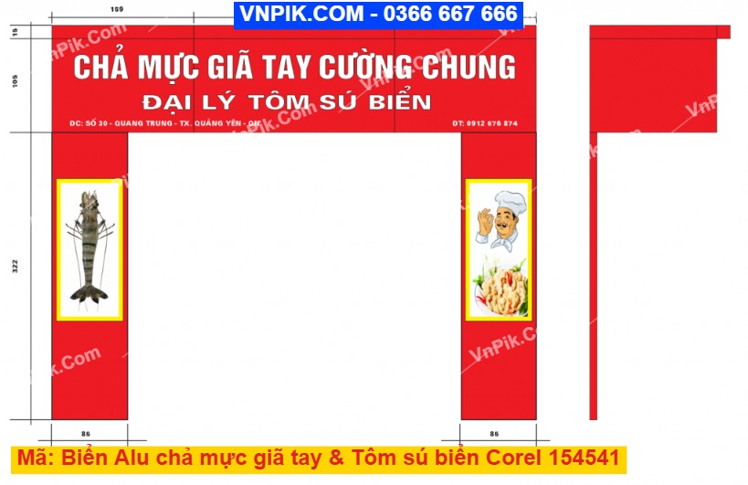 Biển Alu chả mực giã tay & Tôm sú biển Corel 154541
