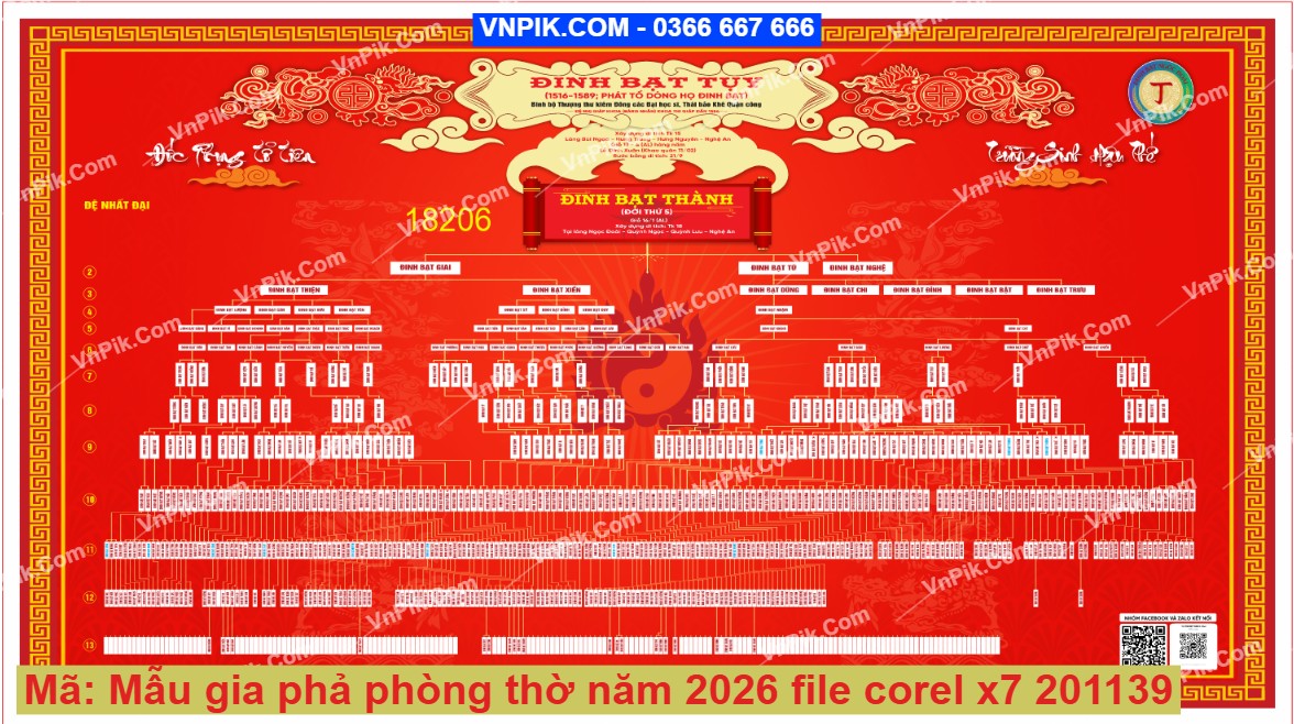 Mẫu gia phả phòng thờ năm 2026 file corel x7 201139