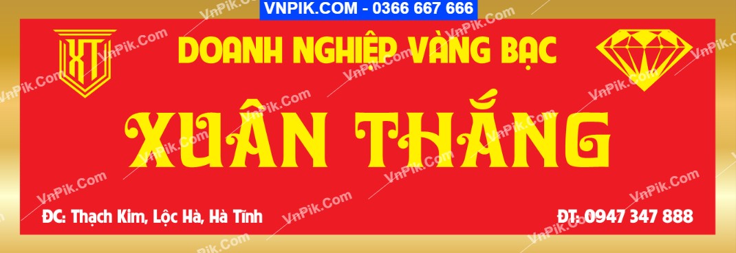 Biển quảng cáo Vàng bạc Xuân Thắng file corel