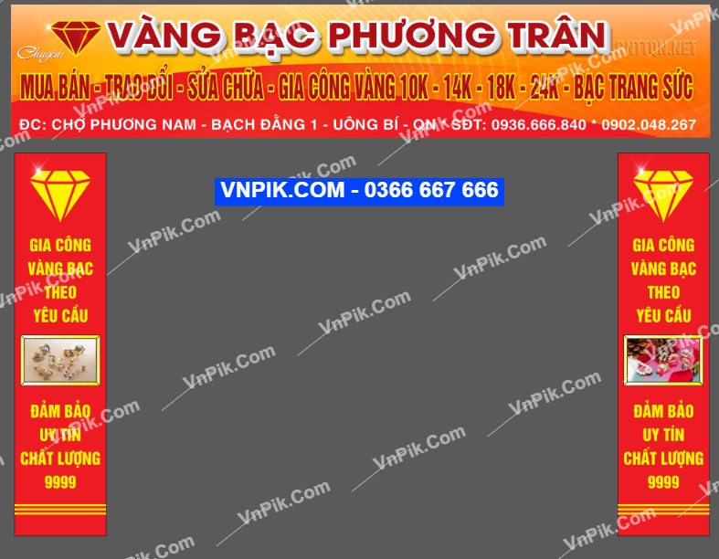 Biển quảng cáo Vàng Bạc Phương Trân file CDR x5