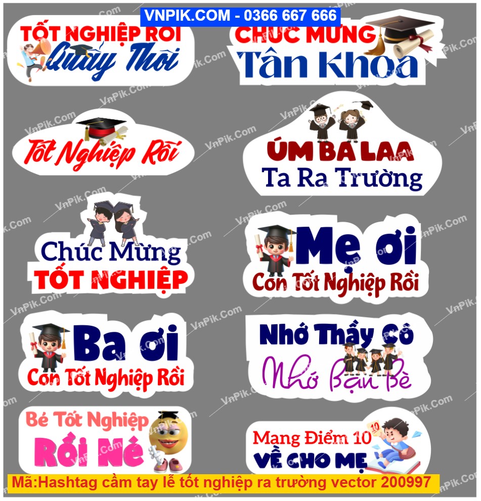 Hashtag cầm tay lễ tốt nghiệp ra trường vector 200997