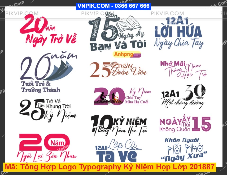 Tổng Hợp Logo Typography Kỷ Niệm Họp Lớp 201887