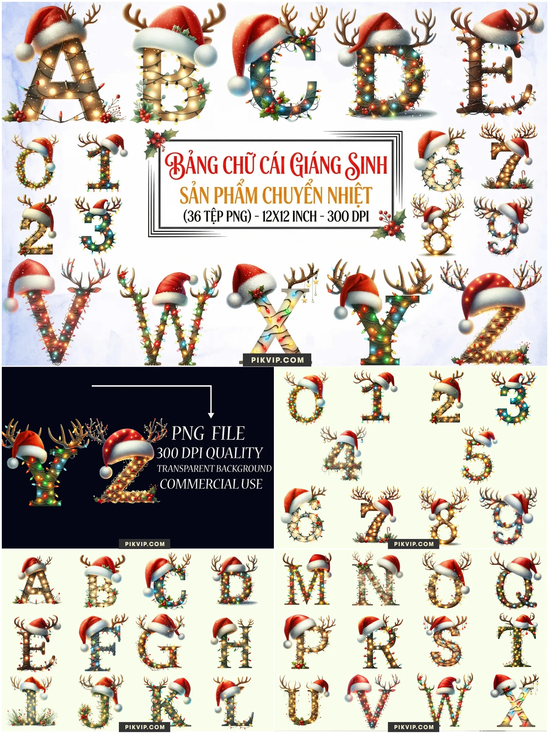 Bảng Chữ Cái Sừng Tuần Lộc Đèn Led Chuyên In Chuyển Nhiệt