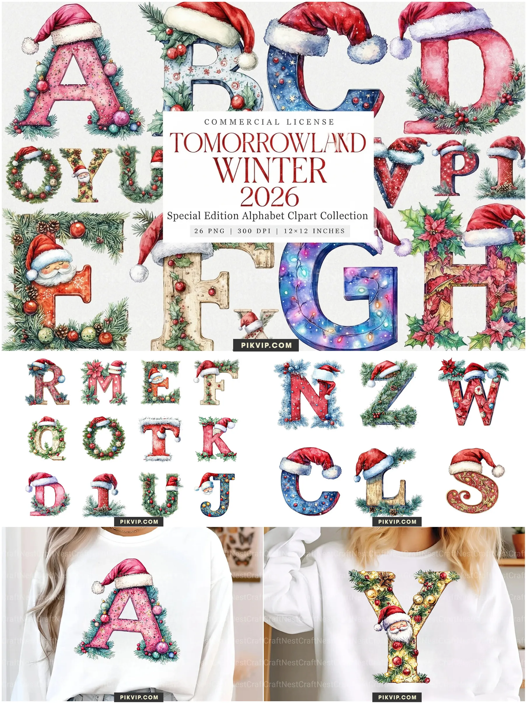 Bộ Chữ Cái Mùa Đông Giáng Sinh Nghệ Thuật Đa Phong Cách