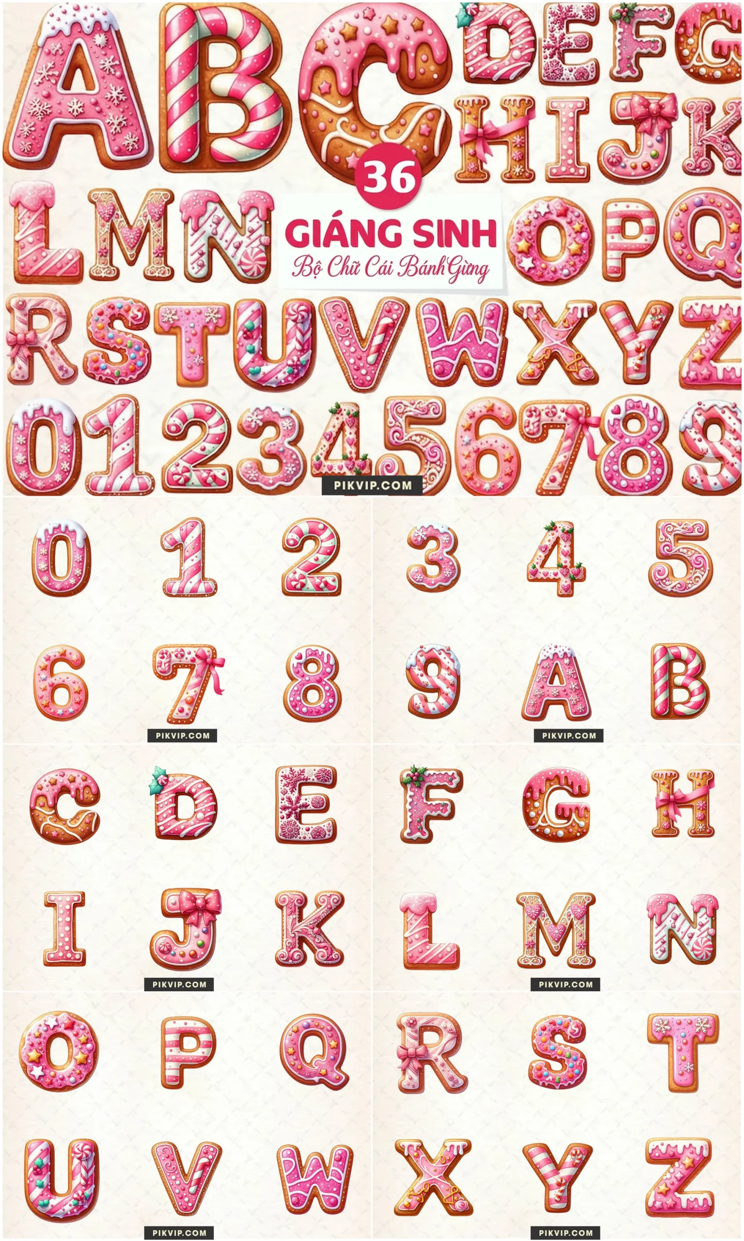 Báº£ng Chá»¯ CÃ¡i BÃ¡nh Quy Gá»«ng GiÃ¡ng Sinh Tone Há»ng Ngá»t NgÃ o