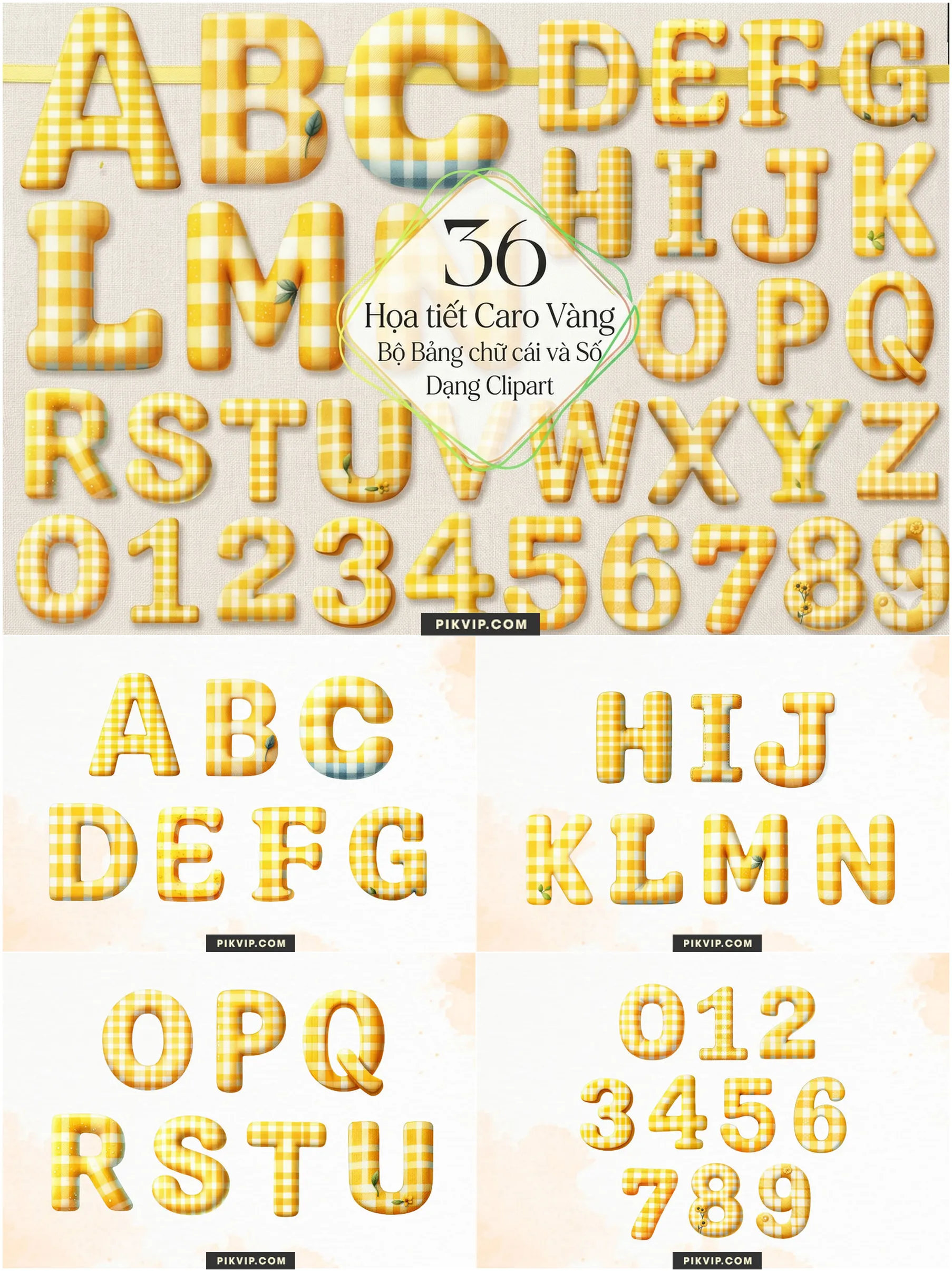 Báº£ng Chá»¯ CÃ¡i VÃ  Sá» Há»a Tiáº¿t Caro VÃ ng TÆ°Æ¡i SÃ¡ng