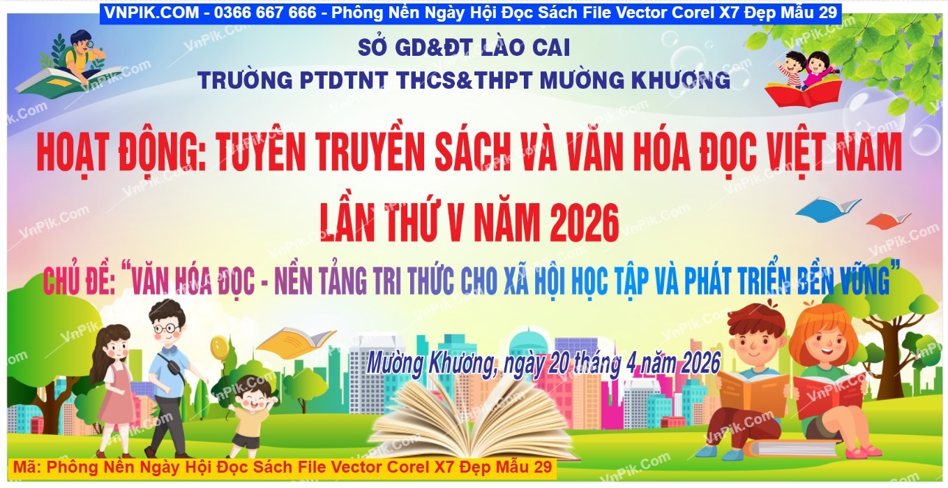 Phông Nền Ngày Hội Đọc Sách File Vector Corel X7 Đẹp Mẫu 29