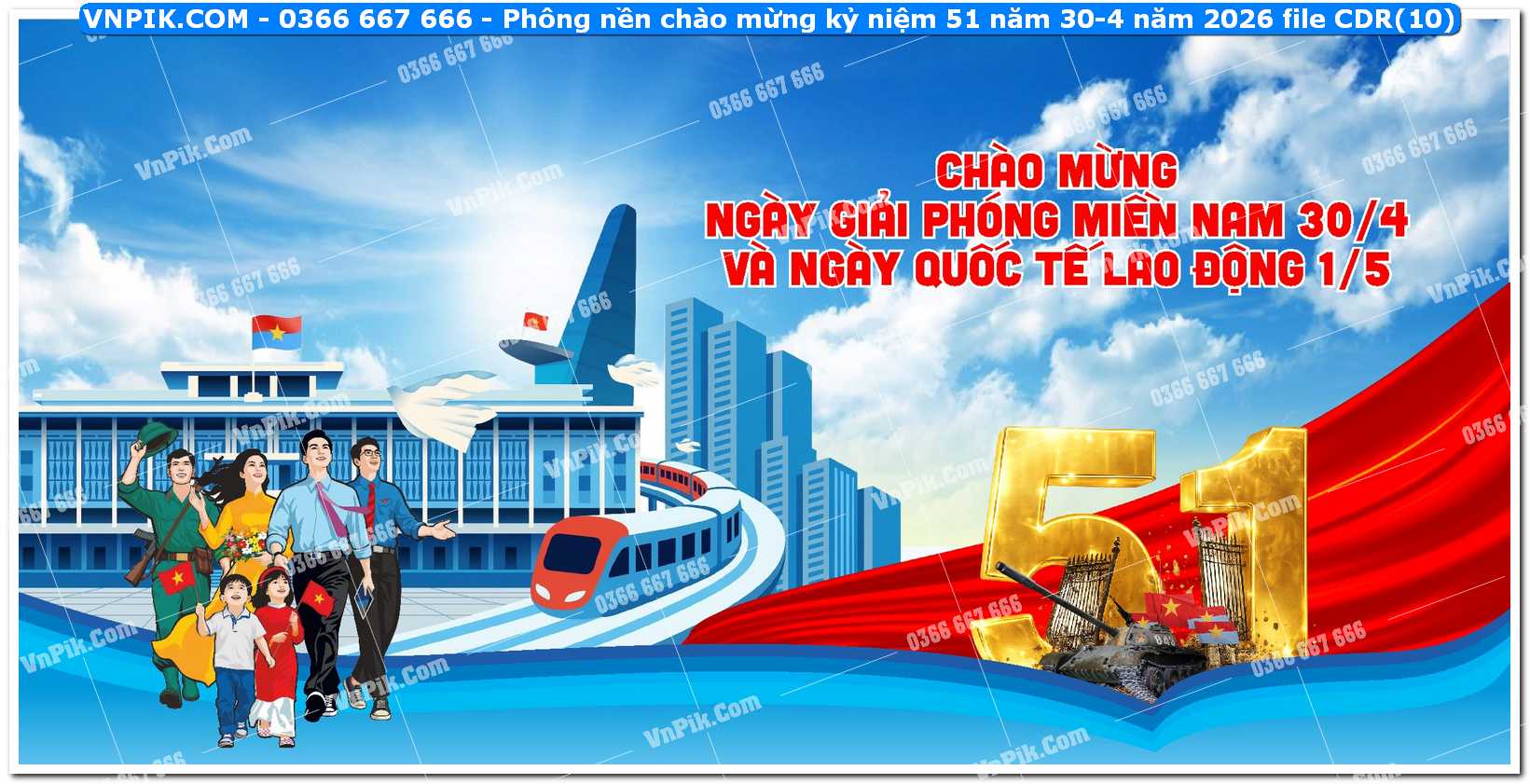 Phông nền chào mừng kỷ niệm 51 năm 30-4 năm 2026 file CDR (10)