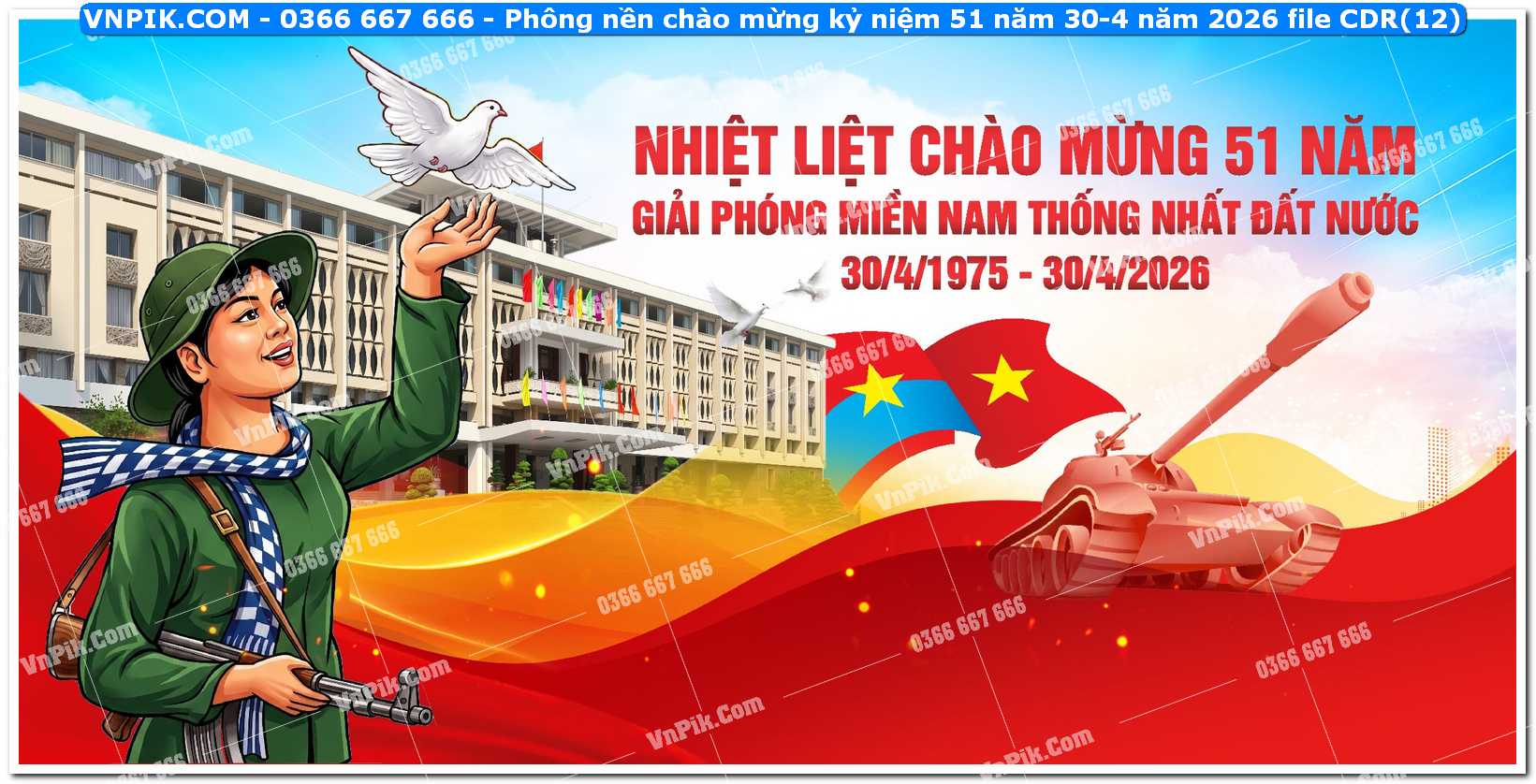 Phông nền chào mừng kỷ niệm 51 năm 30-4 năm 2026 file CDR (12)